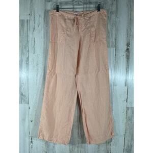 Victorias‎ Secret Linen Pants 4 Short (33x29) Peach Drawstring Wide Leg Low Rise
